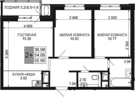 Продается 3-комн. квартира, 54.06 м²