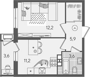1-комн., 32.9 м², 6/24 этаж, ЖК «Рекорд»