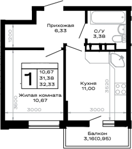 1-комн. Горные высоты