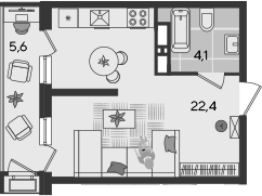 Студия, 26.5 м², 18/24 этаж, ЖК «Рекорд»
