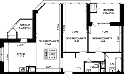 Продается 3-комн. квартира, 76.03 м²
