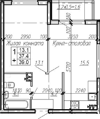 Продается 1-комн. квартира, 37.4 м²