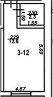 Студия, 14.9 м², 3/4 этаж, ЖК «The Manor»