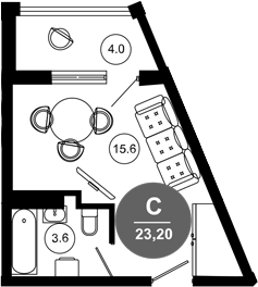 Студия, 19.2 м², 5/10 этаж, ЖК «Гостиничный комплекс GREENMONT»
