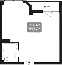 Объект, 31.6 м², 11/11 этаж, ЖК «Море»