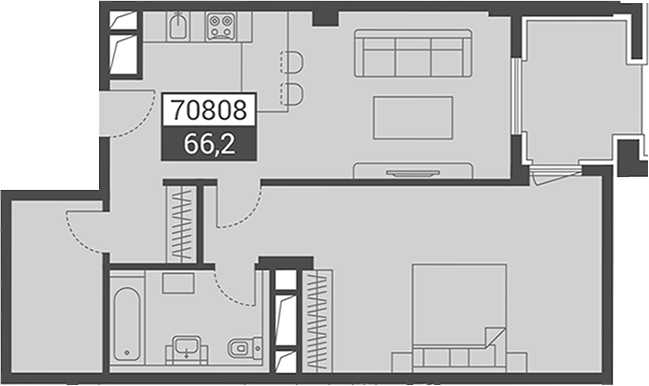 Объект, 66.2 м², 3/7 этаж, ЖК «Красная поляна 540»