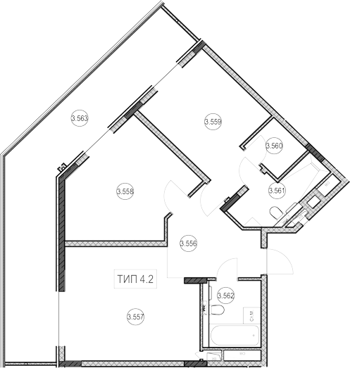 2-комн., 64.8 м², 4/9 этаж, ЖК «ГК Сан Гарден Хотел&СПА»
