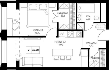 2-комн. АКСИС Центр