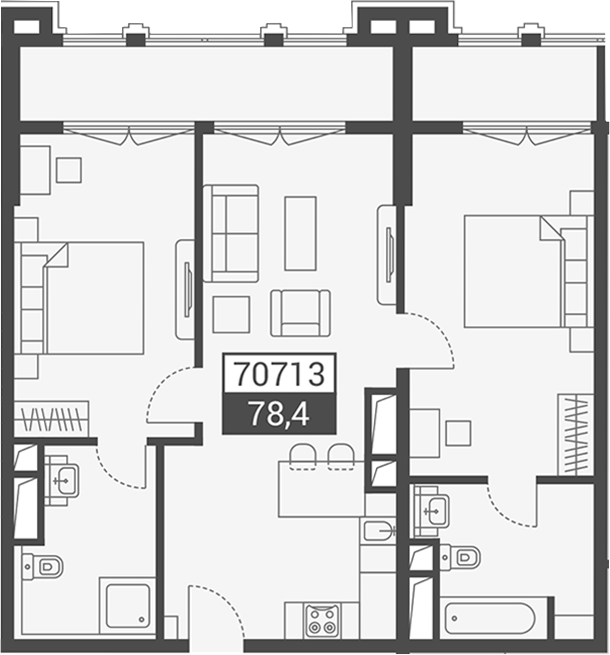 Объект, 78.4 м², 3/7 этаж, ЖК «Красная поляна 540»