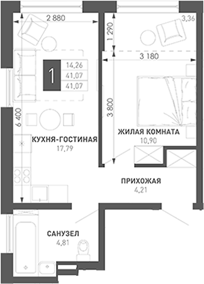 Продается 1-комн. квартира, 44.6 м²