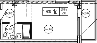 Студия, 30.84 м², 4/9 этаж, ЖК «Лучи»