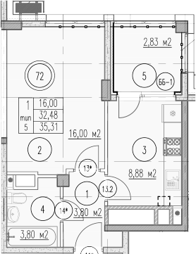 1-комн., 32.48 м², 3/10 этаж, ЖК «Agoy Park Residence by Lavicon»
