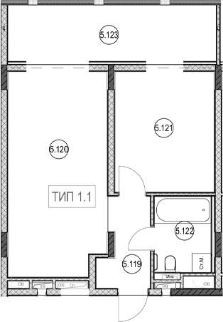 2-комн., 40.7 м², 1/7 этаж, ЖК «ГК Сан Гарден Хотел&СПА»