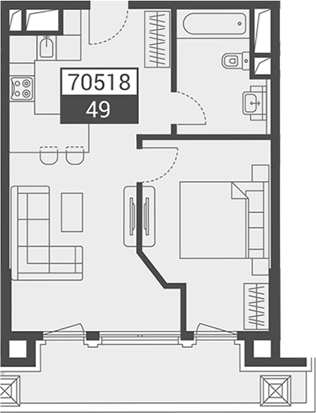Объект, 49 м², 4/7 этаж, ЖК «Красная поляна 540»