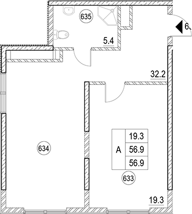 1-комн., 56.9 м², 6/9 этаж, ЖК «Cosmos Park Hotel Macesta»