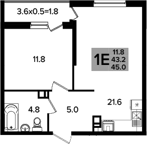 2-комн., 43.2 м², 7/16 этаж, ЖК «Сармат»