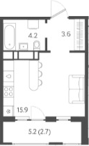Студия, 23.7 м², 16/24 этаж, ЖК «Все Свои VIP»