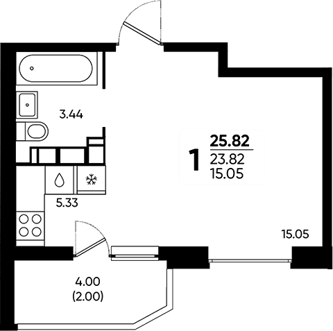 Студия, 23.82 м², 16/20 этаж, ЖК «Достояние»