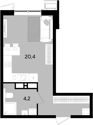 Студия, 24.6 м², 18/18 этаж, ЖК «Парк Победы»