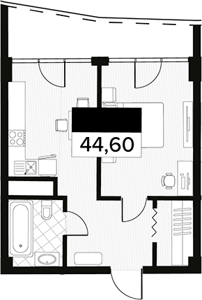 Объект, 44.6 м², 4/14 этаж, ЖК «Горизонт. AVA Сочи»