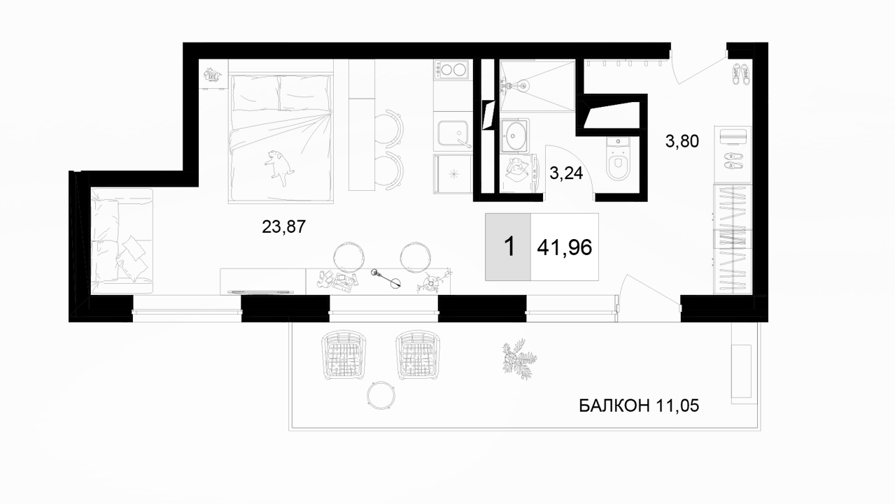 Студия, 30.91 м², 3/8 этаж, ЖК «IT гостиничный комплекс Корсаков»