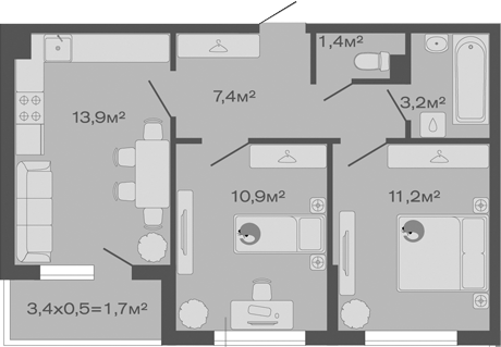 Продается 2-комн. квартира, 48 м²