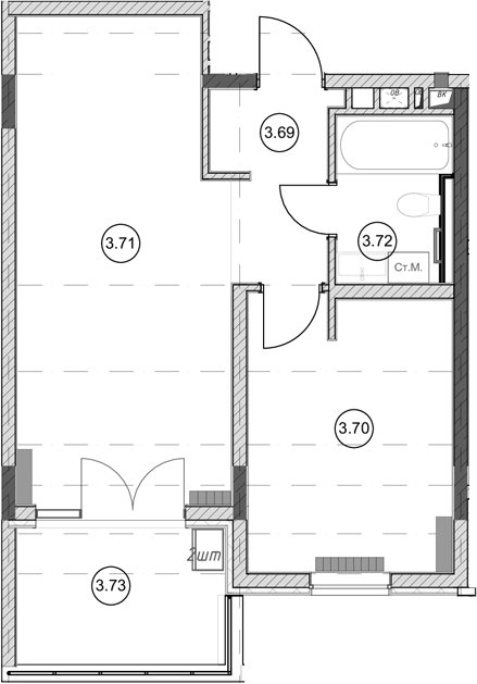 1-комн., 42.1 м², 3/5 этаж, ЖК «Эден Ривьера»