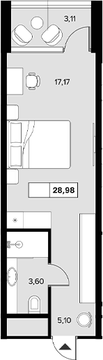 Студия, 25.87 м², 6/6 этаж, ЖК «Гостиничный комплекс Белые ночи»