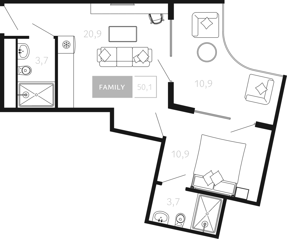 1-комн., 39.2 м², 3/4 этаж, ЖК «Палаццо Де Агой»