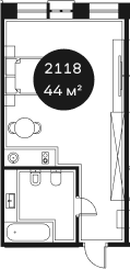 Продается 1-комн. квартира, 43.59 м²