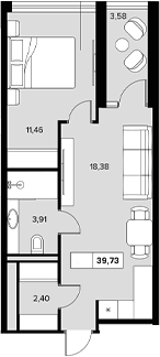 Продается 1-комн. квартира, 36.15 м²