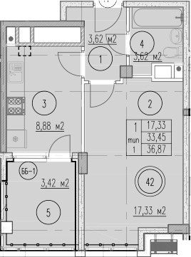 1-комн., 33.45 м², 7/10 этаж, ЖК «Agoy Park Residence by Lavicon»