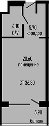 Студия, 30.4 м², 7/8 этаж, ЖК «Курортный отель Алеан Селект Агой»
