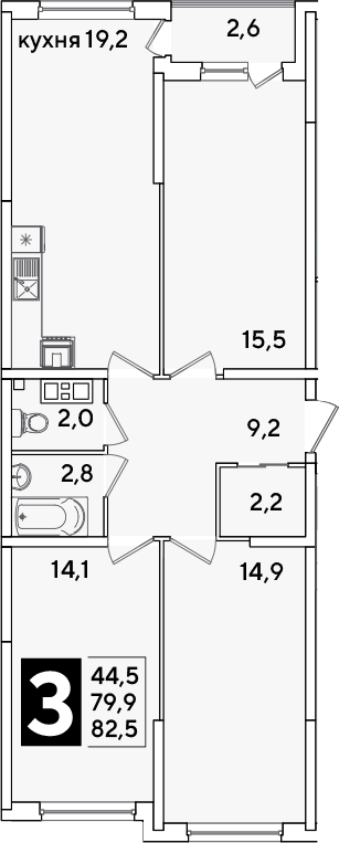 Продается 4-комн. квартира, 79.9 м²