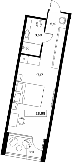 Студия, 25.87 м², 8/8 этаж, ЖК «Гостиничный комплекс Белые ночи»