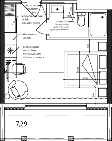 Студия, 24.01 м², 5/7 этаж, ЖК «Cosmos Stay Adler»