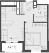 1-комн., 35.2 м², 14/24 этаж, ЖК «Все Свои VIP»