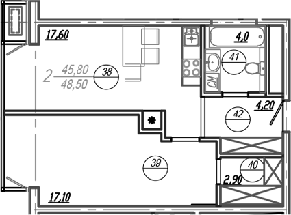 Продается 2-комн. квартира, 46.8 м²