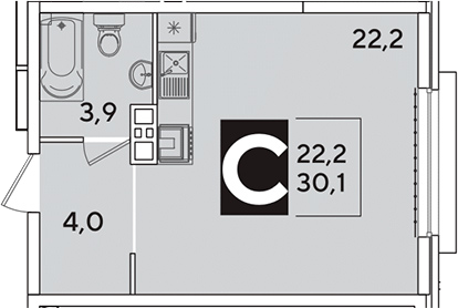 Студия, 30.1 м², 6/16 этаж, ЖК «Самолет»