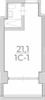 Студия, 21.1 м², 2/4 этаж, ЖК «Комплекс Luciano»