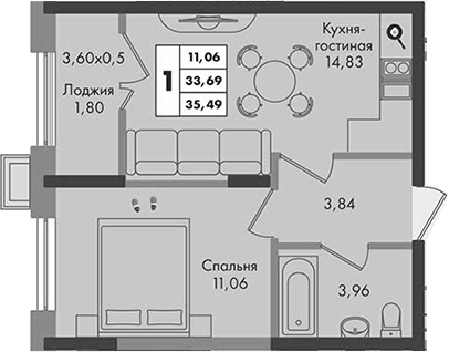 1-комн. Зеленая территория