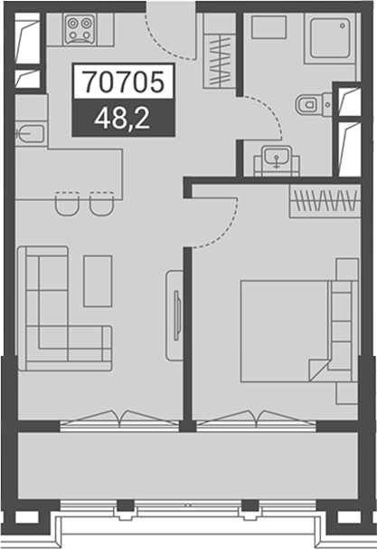 Продается 1-комн. квартира, 48.2 м²