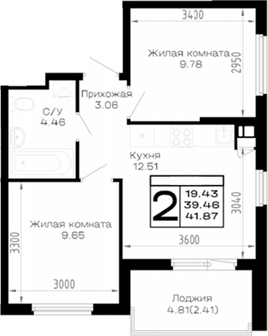 2-комн. Усадьба Гостагаевская