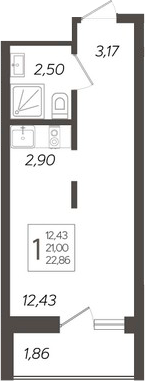 Студия, 21 м², 8/19 этаж, ЖК «Кислород»