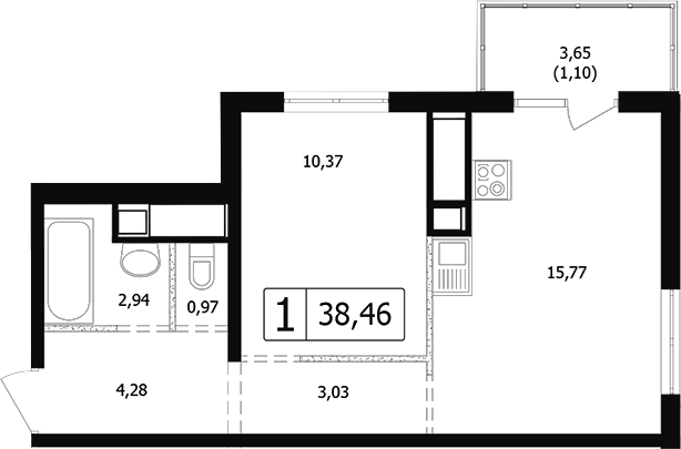 Продается 2-комн. квартира, 37.36 м²