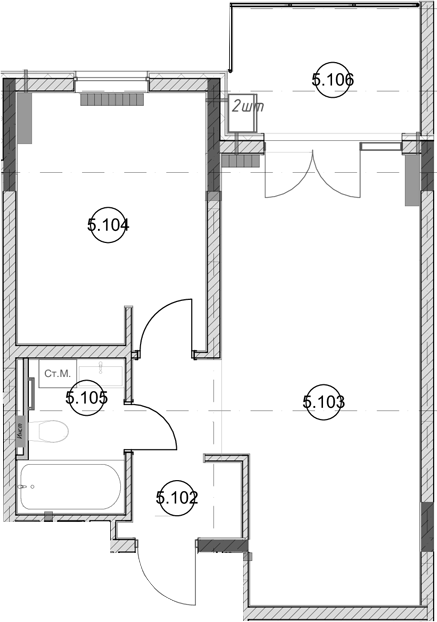 1-комн., 42.1 м², 5/5 этаж, ЖК «Эден Ривьера»