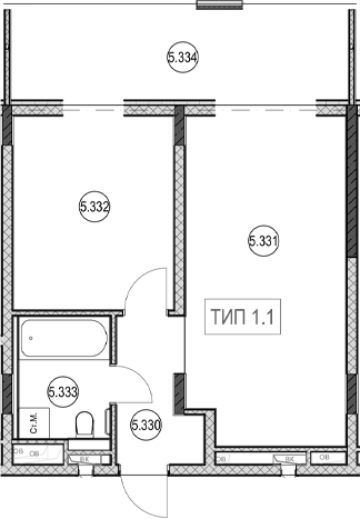 2-комн., 40.7 м², 3/7 этаж, ЖК «ГК Сан Гарден Хотел&СПА»