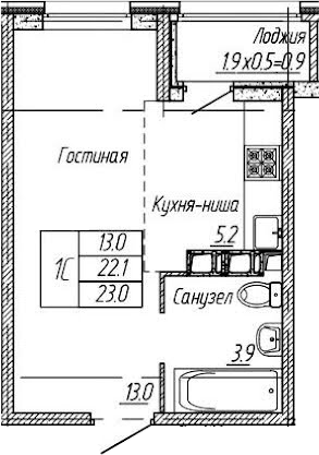 Студия, 22.1 м², 9/9 этаж, ЖК «Архитектор. ГК ЮгСтройИнвест»