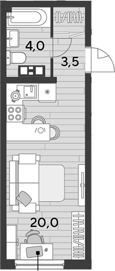 Студия, 27.5 м², 4/16 этаж, ЖК «DОГМА ПАРК»