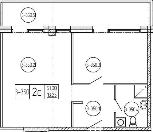 Объект, 51.3 м², 3/9 этаж, ЖК «Лучи»
